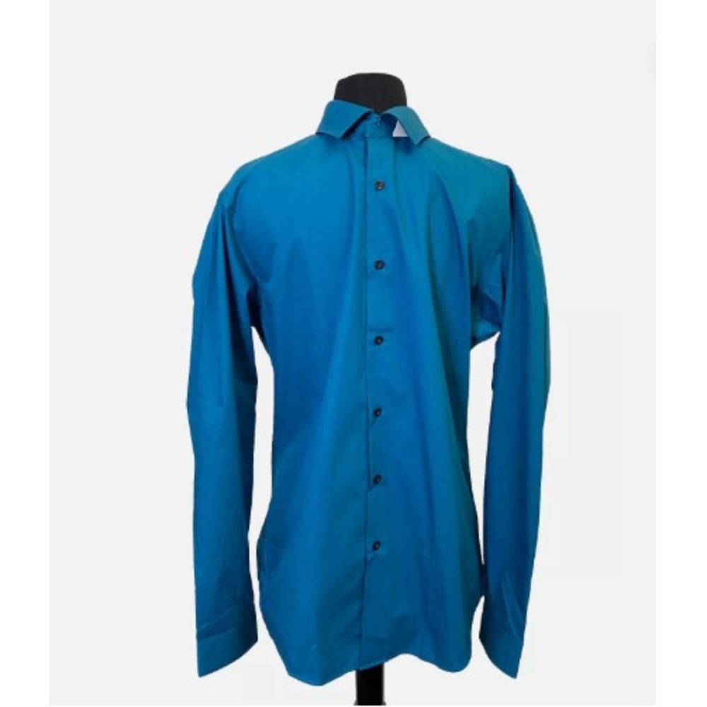 Bespoke Long Sleeve Button Down Slim Fit Shirt‎ Mens Size Medium Blue Collared
